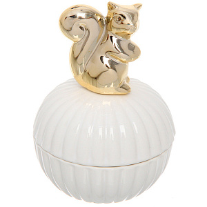 Шкатулка керамическая "GOLD Podarok", белочка, цвет белый, 11*9*3см (в инд. коробке)