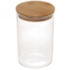 Банка для продуктов стеклянная 900мл "Хай-Тек" с бамбуковой крышкой 10*15см
