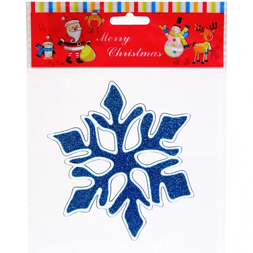 Наклейка  "Морозная  снежинка" 15*20, синий