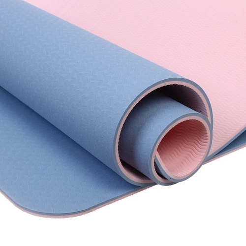Коврик для йоги 6 мм 183х68 см Энергия 2х сторонний TPE, голубойрозовый_4