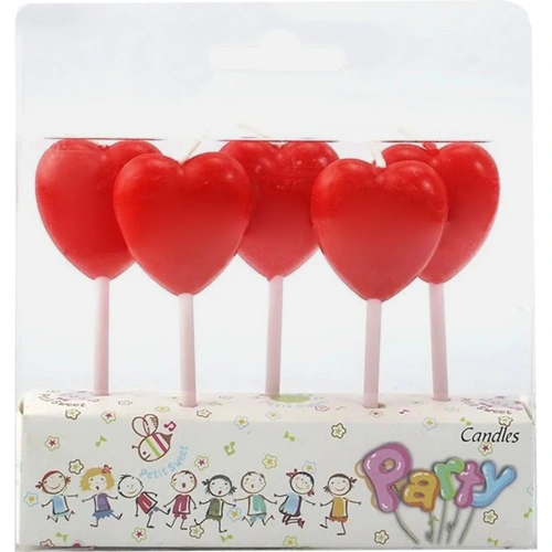 Свечи в торт "Сердца" (набор 5 шт)