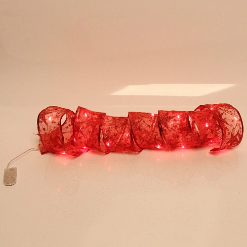 Гирлянда для дома ЛЕНТА ДЕКОРАТИВНАЯ  Звездное сияние 2,0 м, 6 см, 20 ламп LED (на батарейках), Красный (подсветка красный)_4