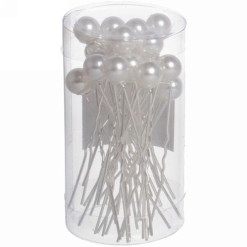 Шпильки для волос в тубе 20шт Hair Beauty, классика, цвет белый, d-08см_6