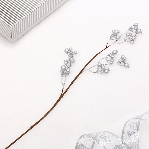 Ветка декоративная "Сказочная ягода" 60 см, Серебро