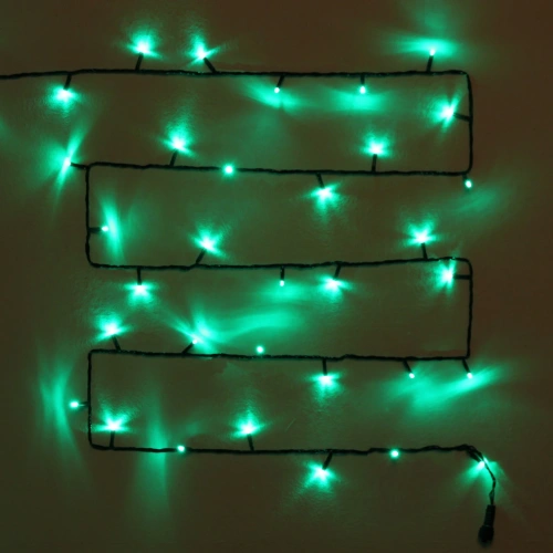 Гирлянда для улицы  7м 80 ламп LED чёрный провод, 8 реж, IP-54, Зеленый (возможность соединения)