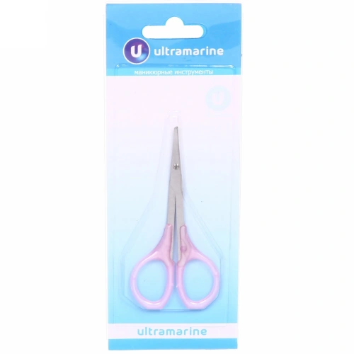 Ножницы маникюрные на блистере "Ultramarine", круглые кольца, пластиковые ручки, широкие, цвет микс 8,7см
