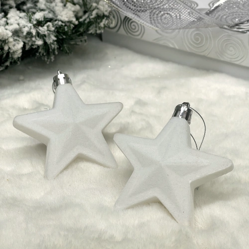 Набор ёлочных украшений VELOUR "Звезда" 8 см (набор 2 шт), Белый