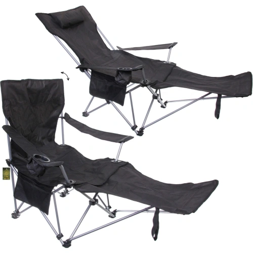 Кресло складное 2 в 1 до 100 кг DC-8077, 83*55/110*85 см, цвет: чёрный, ТуристМастер