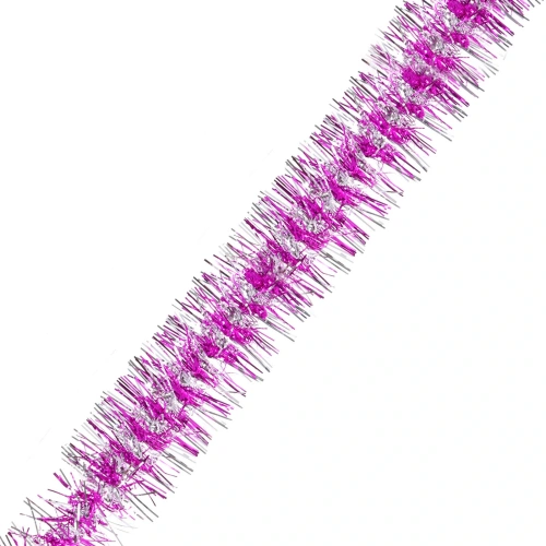 Мишура "Огонёк"  2 м 9 см, Фуксия/Серебро