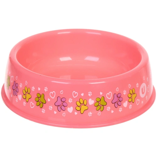 Миска пластиковая "МОЙ БРО - Лапки царапки!, цвет розовый ,  21*6,5см (логотип на миске) 700мл