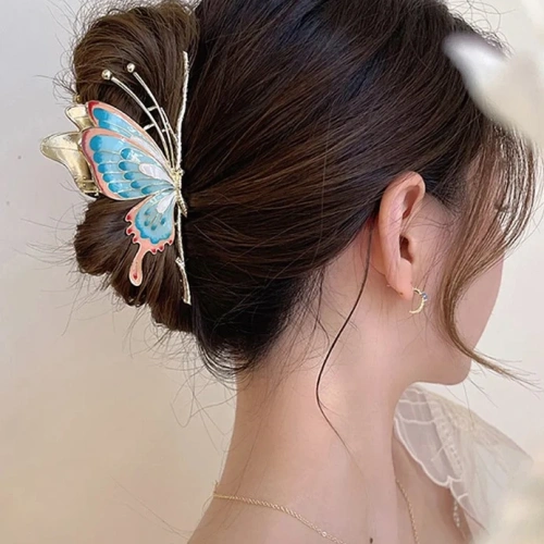 Заколка-краб для волос "PORTOFINO", бабочка, цвет золото и хром, 11,5*5,3см