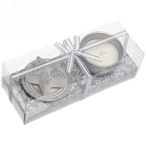 Свечи новогодние "Новогодний праздник" 22x8.3x7 см, серебро