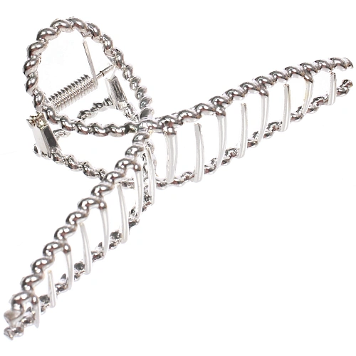 Заколка - краб для волос на блистере PREMIUM, де палма, цвет серебро и золото, 11,5см_5