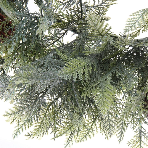 Венок хвойный Искрящиеся ветви d-50 см, литой ПВХ, шишки, ягоды_6