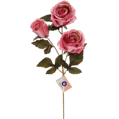 Искусственные цветы "FLOWERS GLAMOUR" 65см Розы 3 цветка розовые