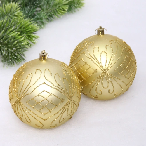 Новогодние шары 10 см (набор 2 шт) "Загадочная мечта", золото