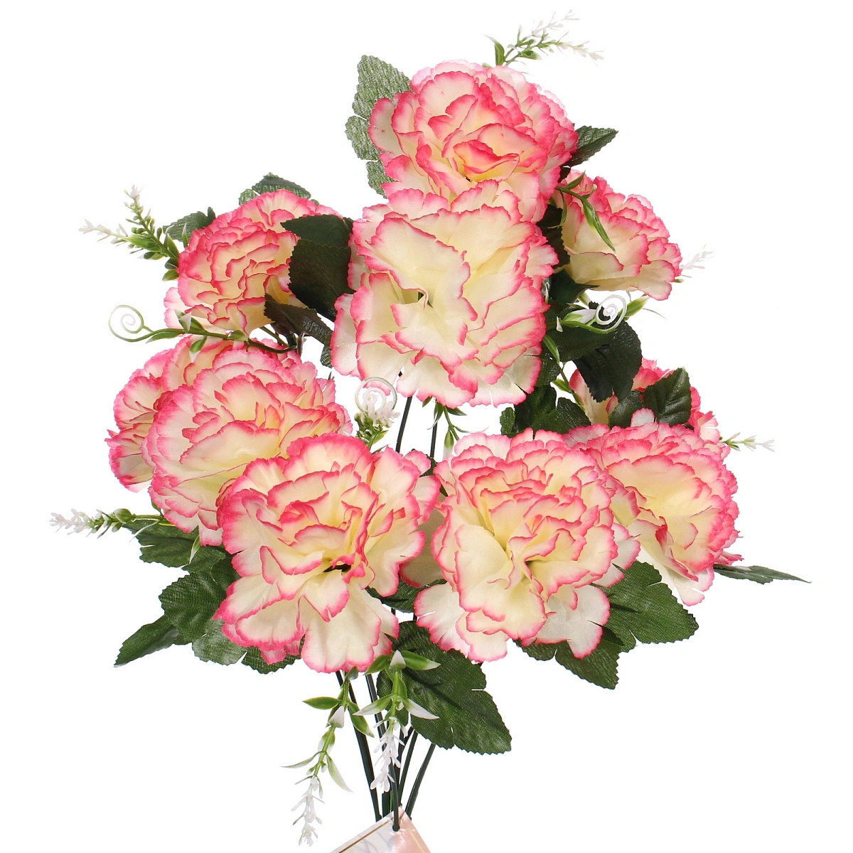 Искусственные цветы "Цветочная мелодия" Гвоздики 50см 10 цветков молочные