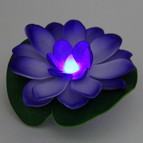 Растение водоплавающее Кувшинка d-10см с подсветкой от контакта с водой, фиолетовый_9