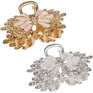 Заколка - краб для волос на блистере "LAVITA", бантик, цвет серебро и золото, 6,6*4см