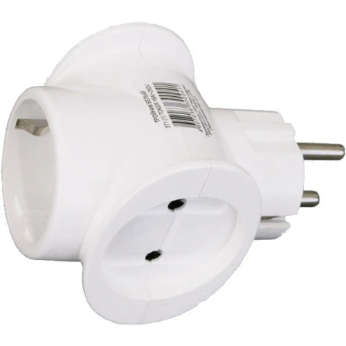 Тройник Toker 3T1 16A с/з, белый (50)