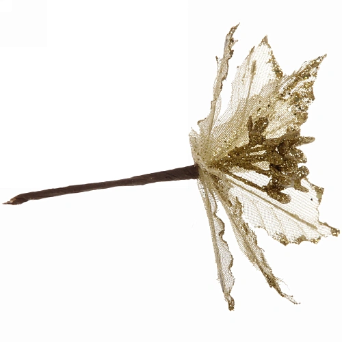 Украшение новогоднее Пуансеттия-Вуаль 19 см, Золото_4