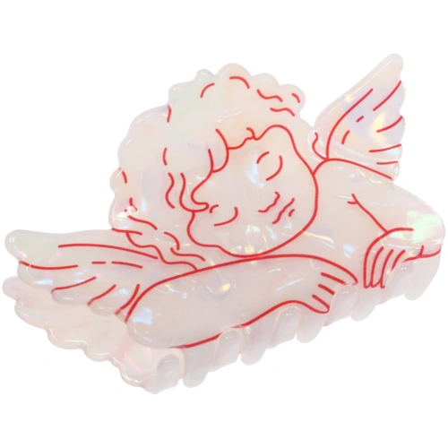 Заколка-краб для волос "#ХВОСТИКИ-КОСИЧКИ", ангел, цвет белый, 8,5*5см 