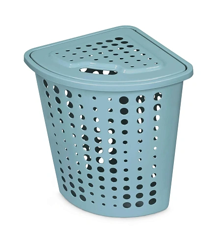 Корзина для белья Молетта 45л угловая с крышкой бирюзовая С705БИР