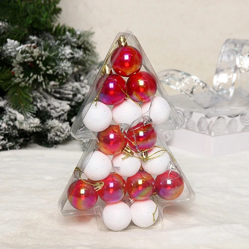 Набор украшений "Легенды зимы" 4 см (набор 17 шт), Белый, красный