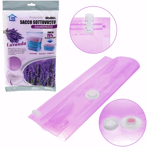 Пакет вакуумный для хранения вещей с ароматом лаванды "СЕЛФИ", 60*80см