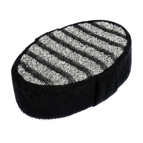 Мочалка "Мужская" объёмная, 10х15х5 с, medium/soft, чёрно-серая, для бани и сауны "Банные штучки"/ 30