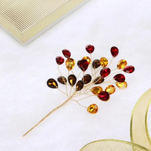 Ветка декоративная "Драгоценный камень" 23 см, Янтарь/Шоколад