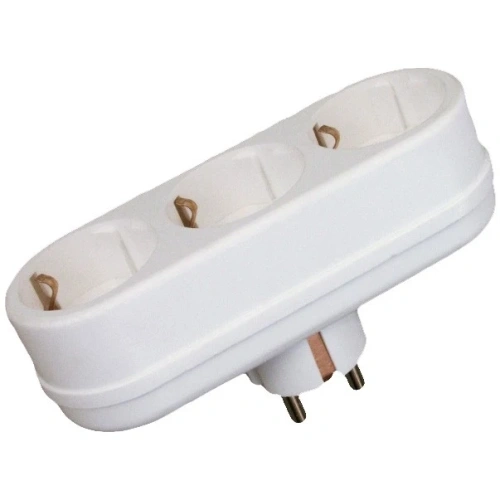 Тройник Toker 3L3 10/16A с/з плоский белый