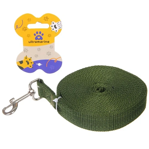 Поводок для собак крупных пород "Мой Бро", цвет хаки, 3 метра (лейбл)