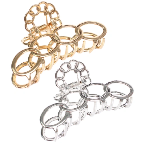 Заколка - краб для волос на блистере "PREMIUM", корсика, цвет серебро и золото, 8см