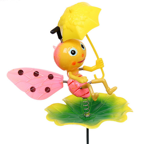 Фигура на спице Божья коровка с зонтиком 60 см (фигура 1210 см) для отпугивания птиц, микс_5