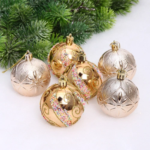 Набор шаров "Шарм" 6 см (в наборе 6 шт), Янтарь