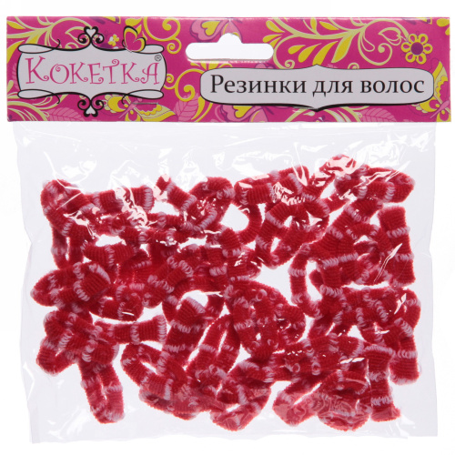 Резинки для волос 50шт "Кокетка - Лапушки", цвет красный, d-2см●