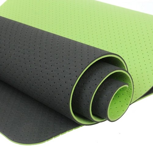 Коврик для йоги 6 мм 183х61 см Sports time перфорированный (ТРЕ), салатовыйсерый_4