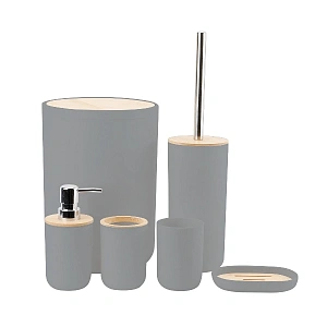 Набор для ванной из 6-ти предметов "Бамбук" серый