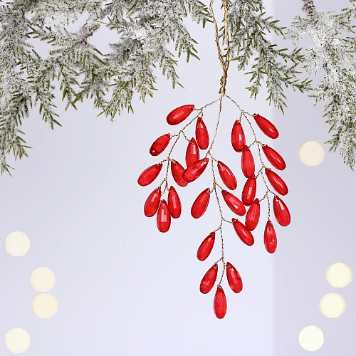 Ветка декоративная "Волшебство ночи" 20 см, Красный