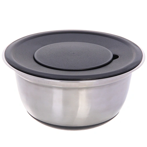 Миска из нержавеющей стали на силиконовом основании 22см с 3-мя насадками-терками_4