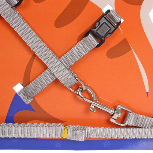 Шлейка с поводком Веселая прогулка 120см цвет серый_3